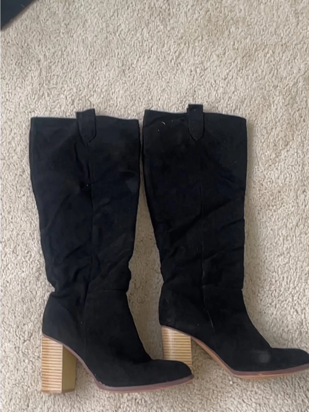 Women's Black Over-The-Knee Block Heel Boots